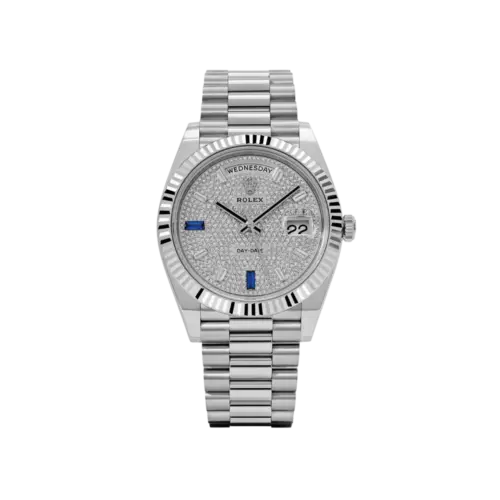 Rolex Day-Date 40 Platinum Pavé Synthetic Stone Dial – Ref. 228236