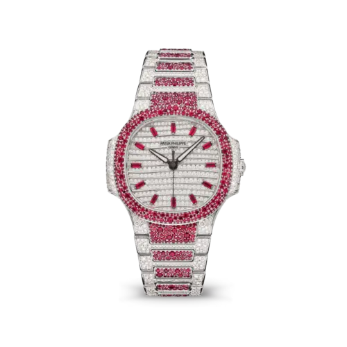 Patek Philippe Nautilus 7118/1452G 'Ladies Haute Joaillerie' White Gold Diamond Ruby Set
